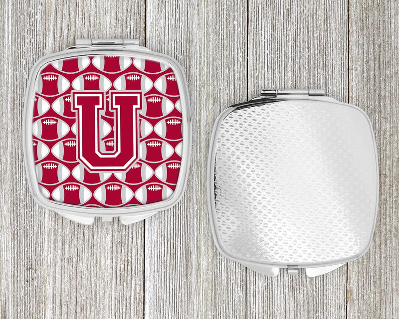 Letter U Football Crimson, grey and white Compact Mirror CJ1065-USCM