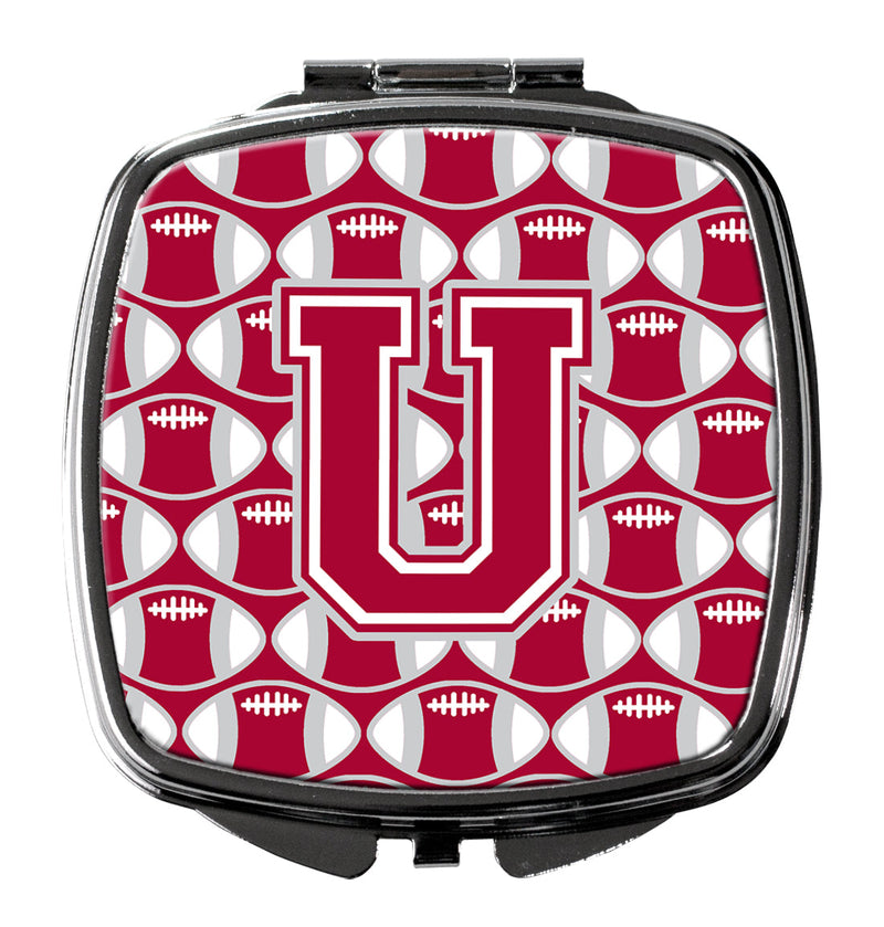 Letter U Football Crimson, grey and white Compact Mirror CJ1065-USCM