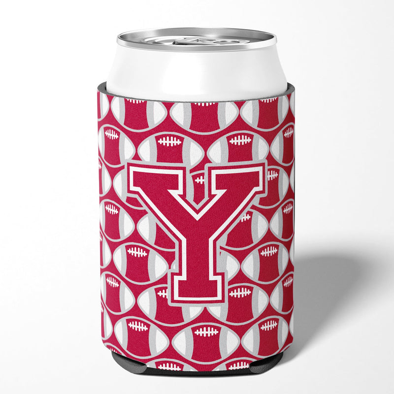 Letter Y Football Crimson, grey and white Can or Bottle Hugger CJ1065-YCC