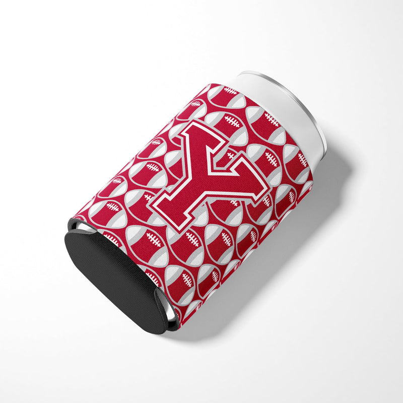 Letter Y Football Crimson, grey and white Can or Bottle Hugger CJ1065-YCC