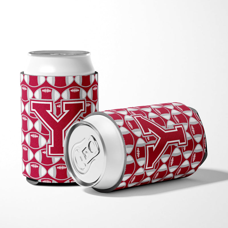 Letter Y Football Crimson, grey and white Can or Bottle Hugger CJ1065-YCC