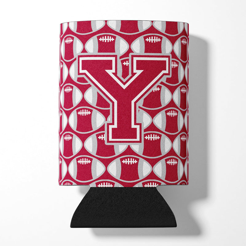 Letter Y Football Crimson, grey and white Can or Bottle Hugger CJ1065-YCC