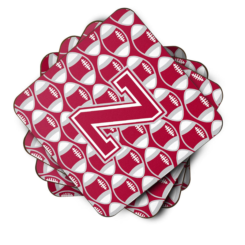 Letter Z Football Crimson, grey and white Foam Coaster Set of 4 CJ1065-ZFC