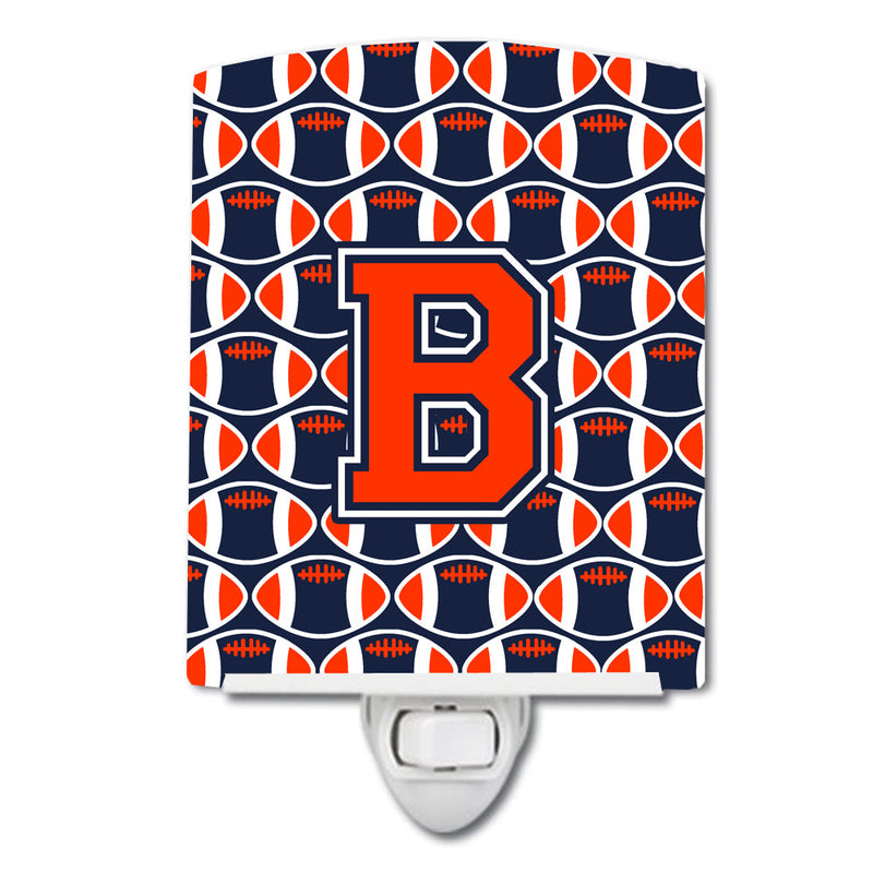 Letter B Football Orange, Blue and white Ceramic Night Light CJ1066-BCNL