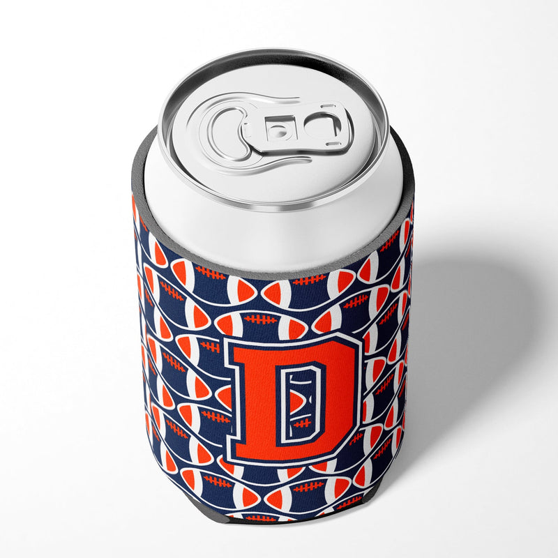 Letter D Football Orange, Blue and white Can or Bottle Hugger CJ1066-DCC