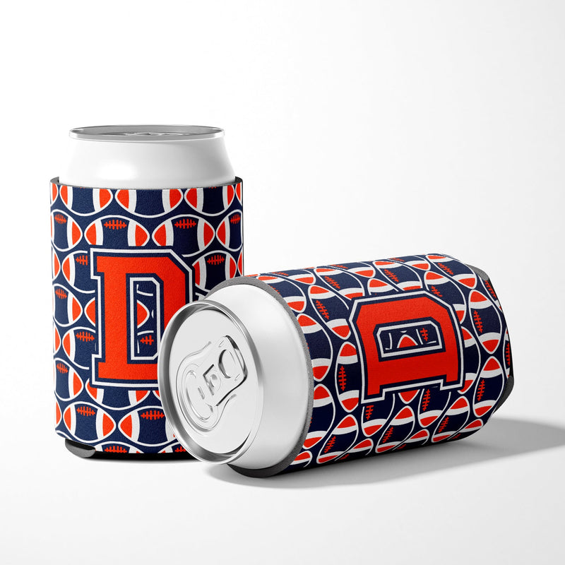 Letter D Football Orange, Blue and white Can or Bottle Hugger CJ1066-DCC