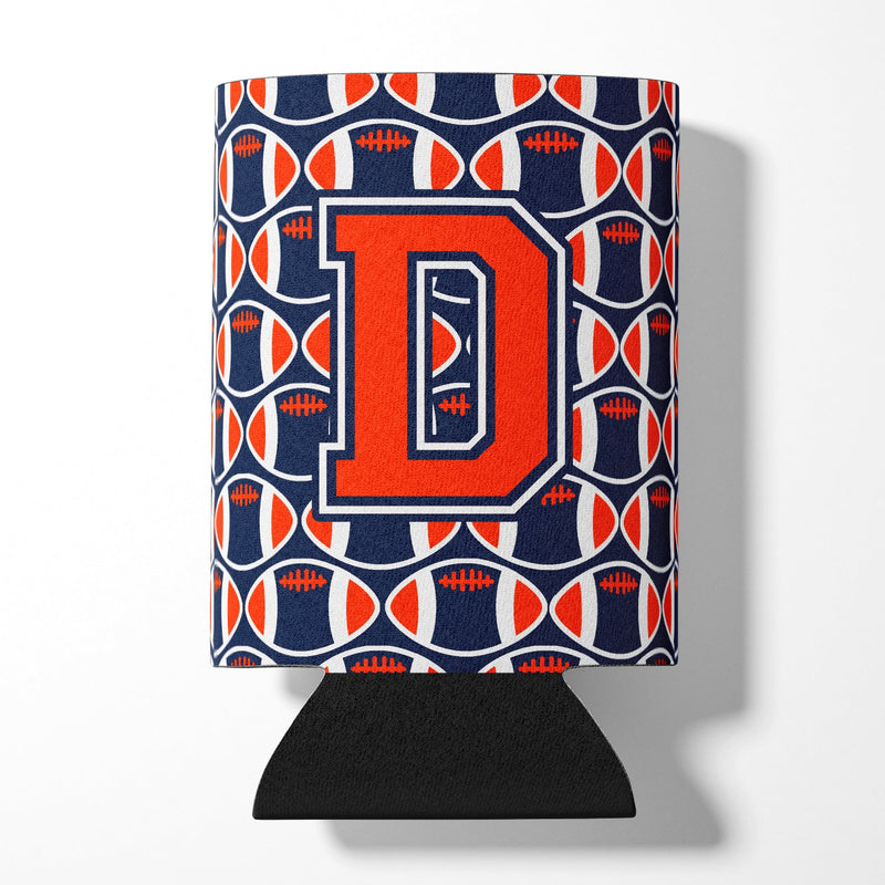 Letter D Football Orange, Blue and white Can or Bottle Hugger CJ1066-DCC