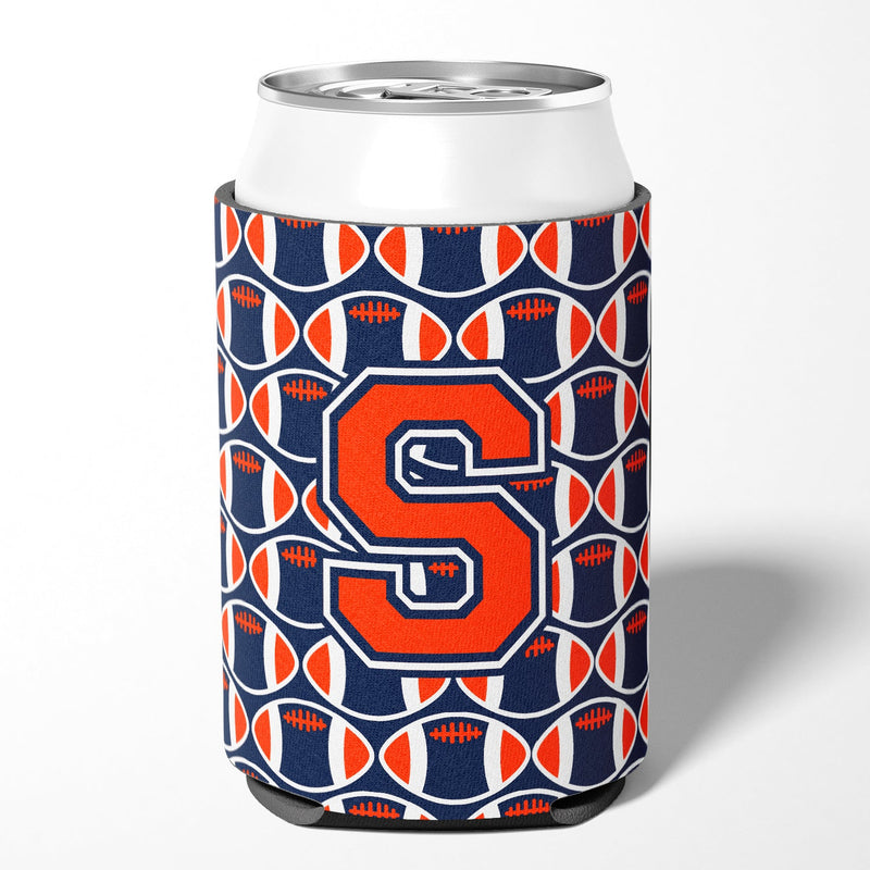 Letter S Football Orange, Blue and white Can or Bottle Hugger CJ1066-SCC