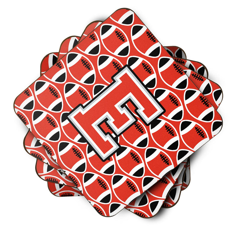 Letter E Football Scarlet and Grey Foam Coaster Set of 4 CJ1067-EFC