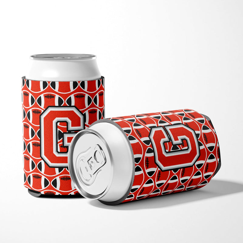 Letter G Football Scarlet and Grey Can or Bottle Hugger CJ1067-GCC