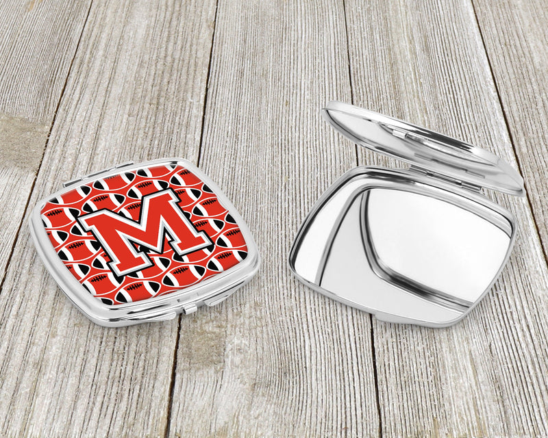 Letter M Football Scarlet and Grey Compact Mirror CJ1067-MSCM