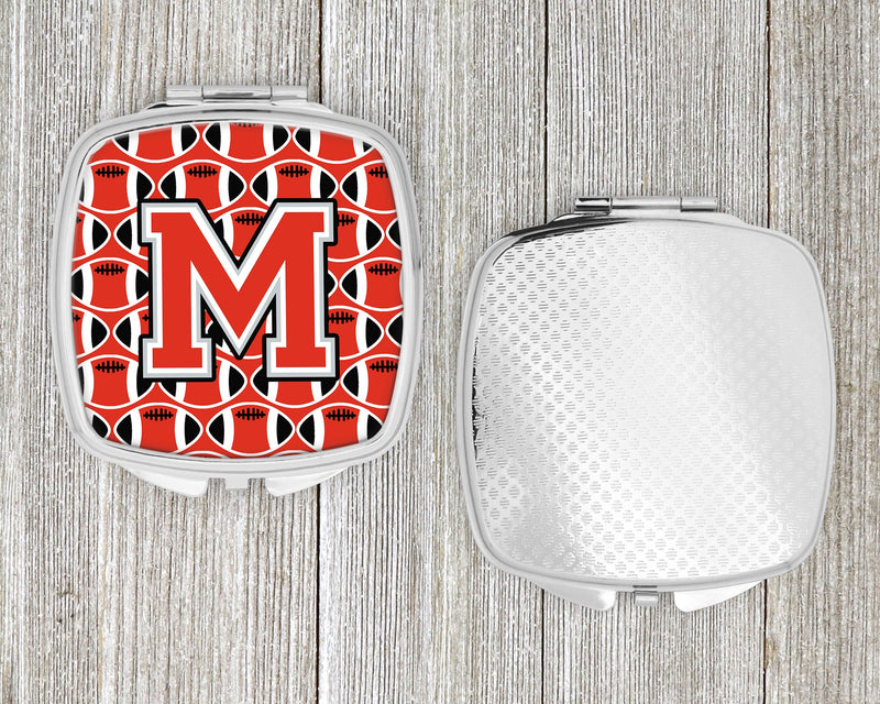 Letter M Football Scarlet and Grey Compact Mirror CJ1067-MSCM