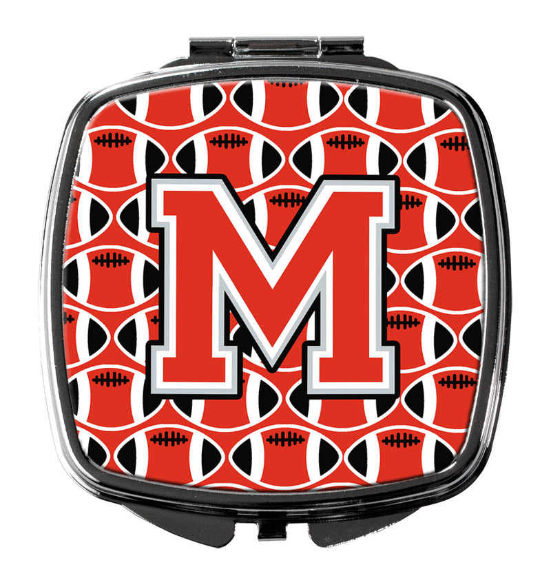 Letter M Football Scarlet and Grey Compact Mirror CJ1067-MSCM