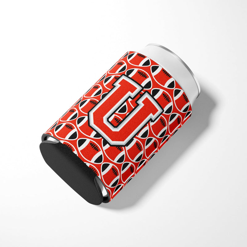 Letter U Football Scarlet and Grey Can or Bottle Hugger CJ1067-UCC