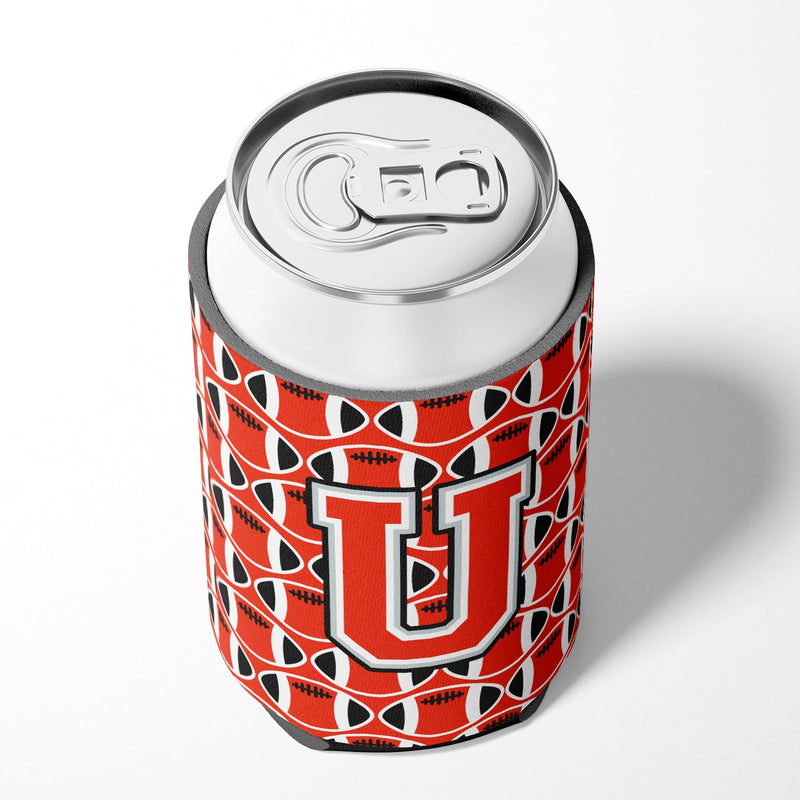 Letter U Football Scarlet and Grey Can or Bottle Hugger CJ1067-UCC