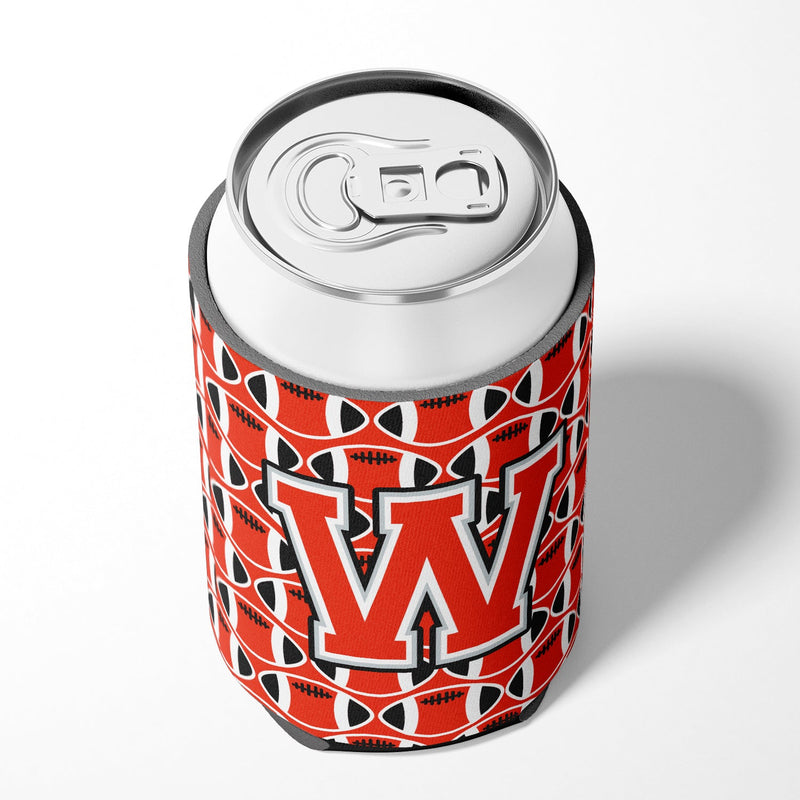 Letter W Football Scarlet and Grey Can or Bottle Hugger CJ1067-WCC