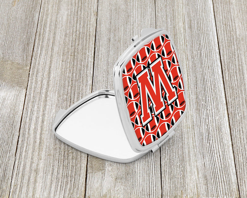 Letter W Football Scarlet and Grey Compact Mirror CJ1067-WSCM