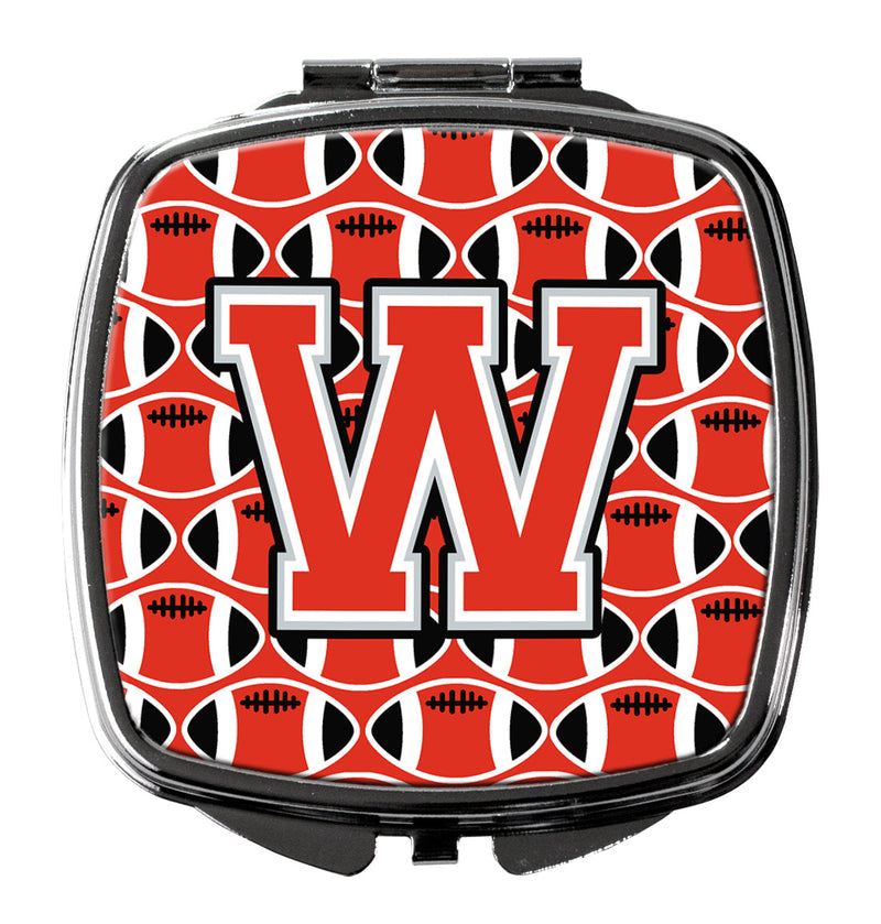 Letter W Football Scarlet and Grey Compact Mirror CJ1067-WSCM