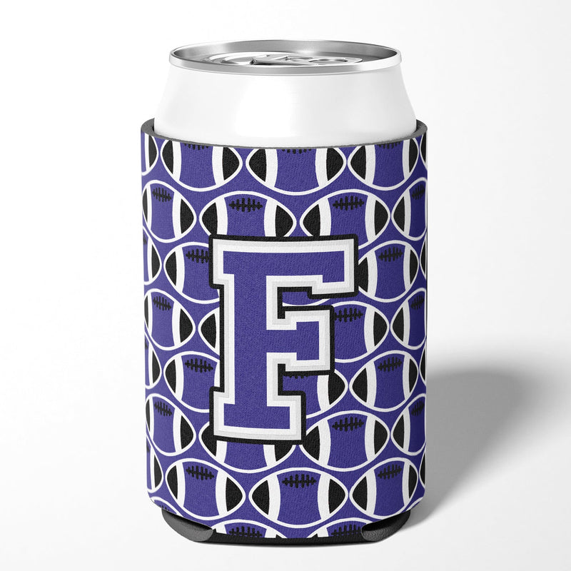 Letter F Football Purple and White Can or Bottle Hugger CJ1068-FCC