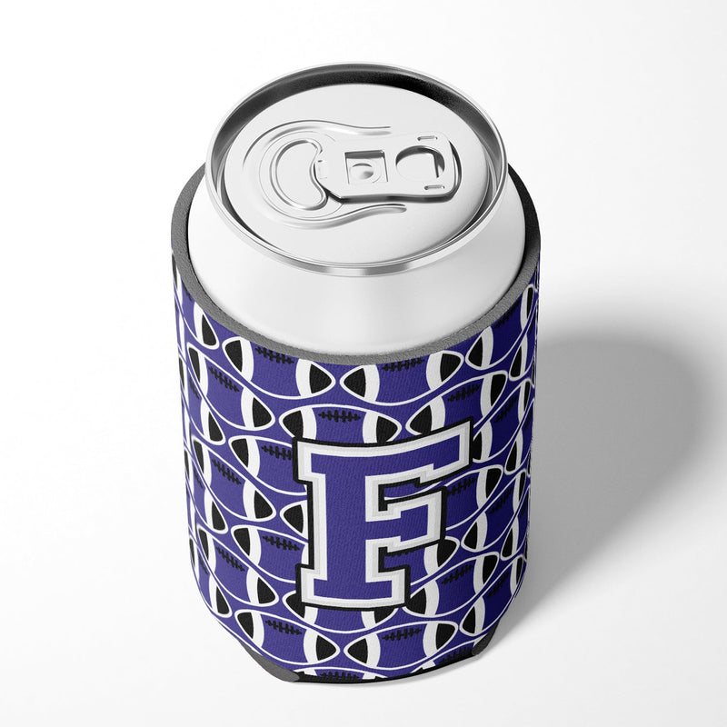 Letter F Football Purple and White Can or Bottle Hugger CJ1068-FCC