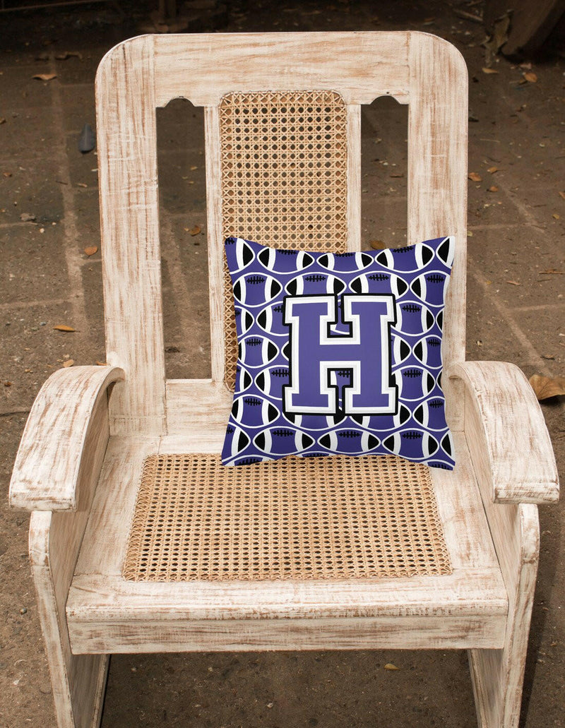 Letter H Football Purple and White Fabric Decorative Pillow CJ1068-HPW1414