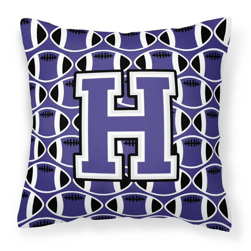 Letter H Football Purple and White Fabric Decorative Pillow CJ1068-HPW1414