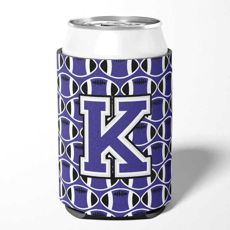 Letter K Football Purple and White Can or Bottle Hugger CJ1068-KCC