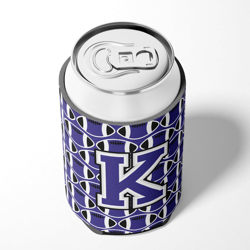 Letter K Football Purple and White Can or Bottle Hugger CJ1068-KCC