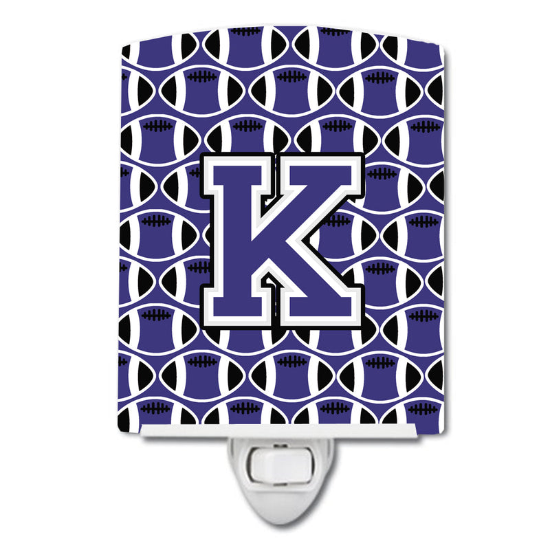 Letter K Football Purple and White Ceramic Night Light CJ1068-KCNL