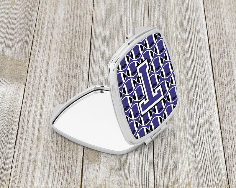 Letter T Football Purple and White Compact Mirror CJ1068-TSCM