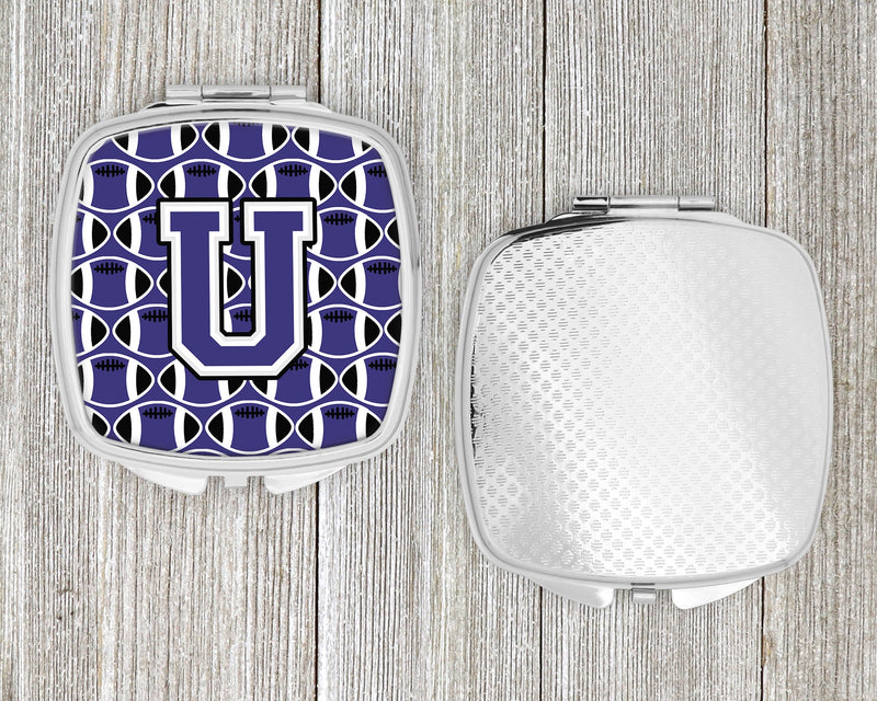 Letter U Football Purple and White Compact Mirror CJ1068-USCM