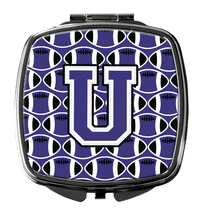 Letter U Football Purple and White Compact Mirror CJ1068-USCM