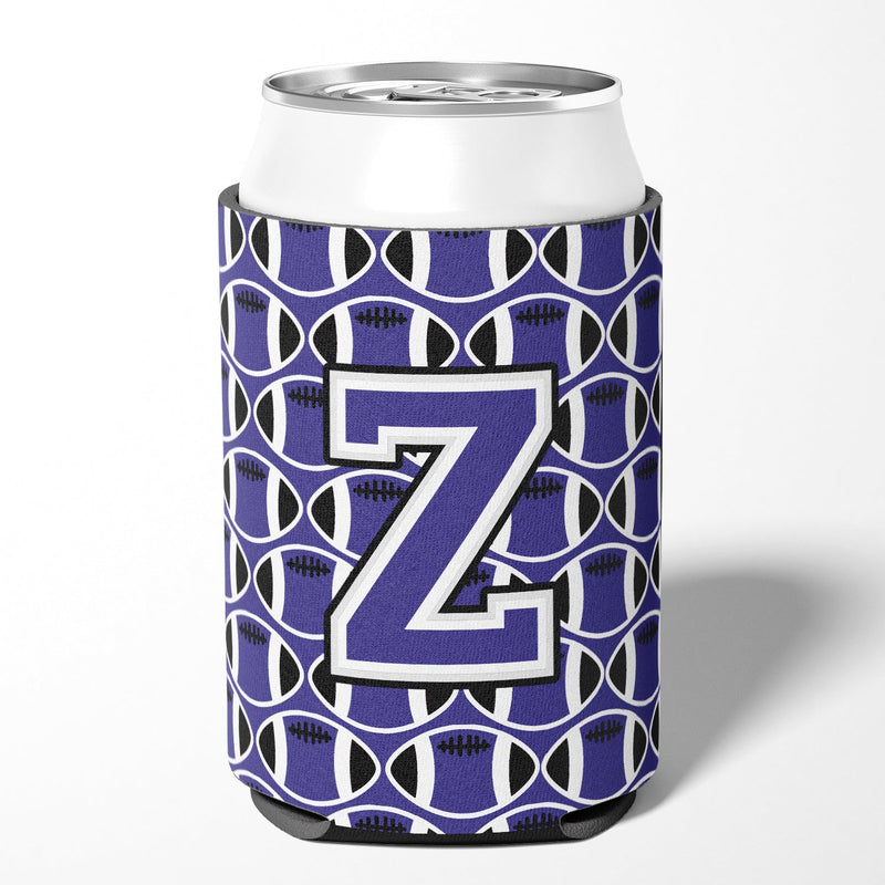 Letter Z Football Purple and White Can or Bottle Hugger CJ1068-ZCC