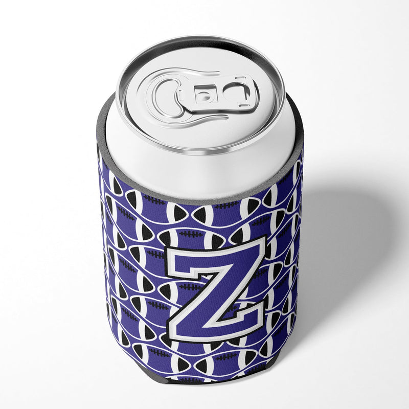 Letter Z Football Purple and White Can or Bottle Hugger CJ1068-ZCC