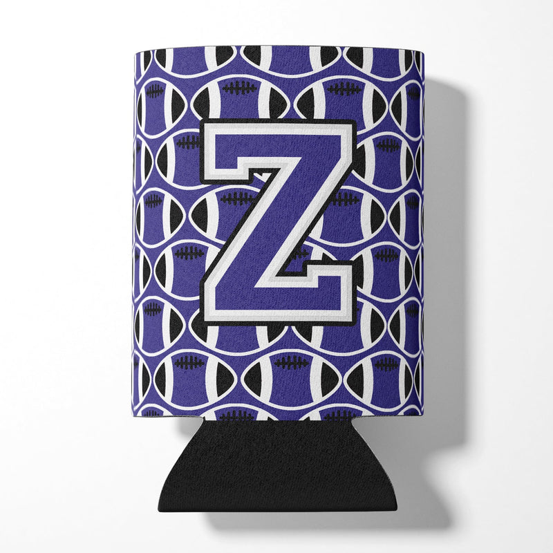 Letter Z Football Purple and White Can or Bottle Hugger CJ1068-ZCC