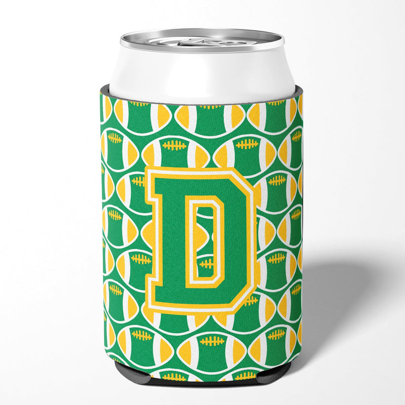 Letter D Football Green and Gold Can or Bottle Hugger CJ1069-DCC