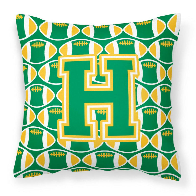 Letter H Football Green and Gold Fabric Decorative Pillow CJ1069-HPW1414