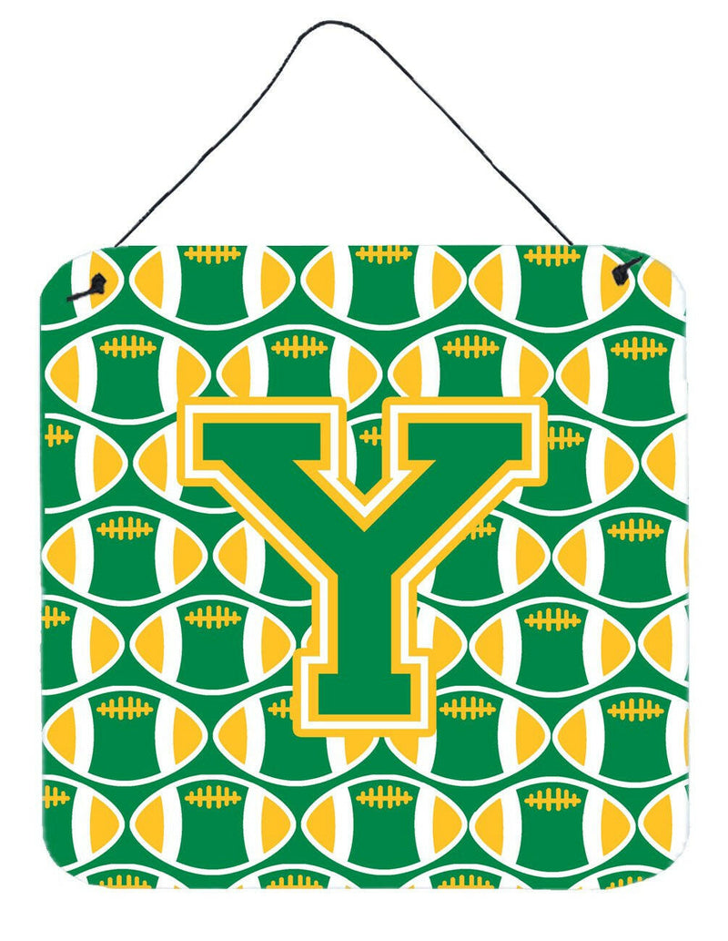 Letter Y Football Green and Gold Wall or Door Hanging Prints CJ1069-YDS66