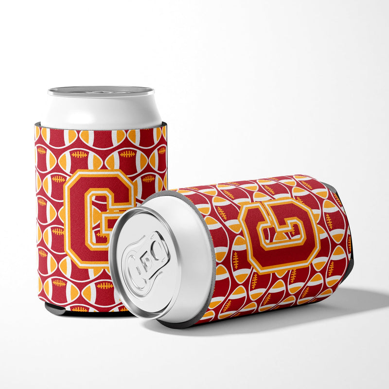 Letter G Football Cardinal and Gold Can or Bottle Hugger CJ1070-GCC