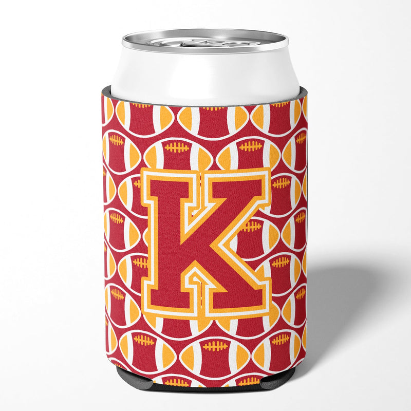 Letter K Football Cardinal and Gold Can or Bottle Hugger CJ1070-KCC