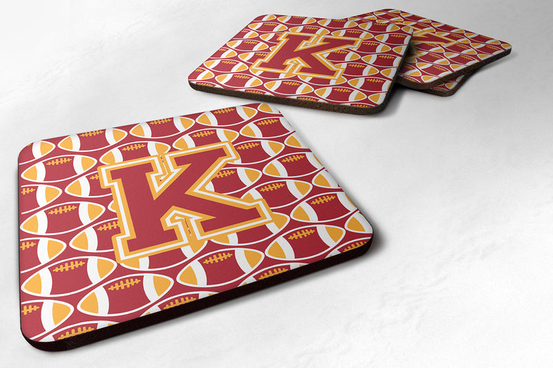 Letter K Football Cardinal and Gold Foam Coaster Set of 4 CJ1070-KFC