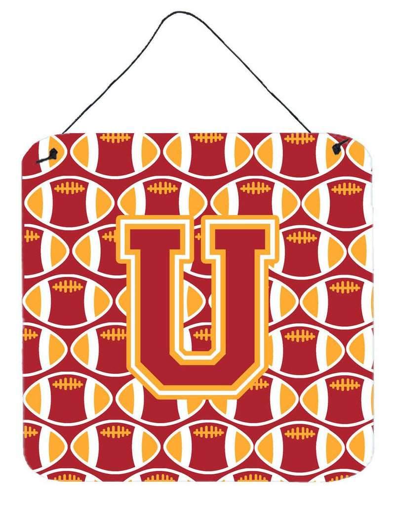 Letter U Football Cardinal and Gold Wall or Door Hanging Prints CJ1070-UDS66