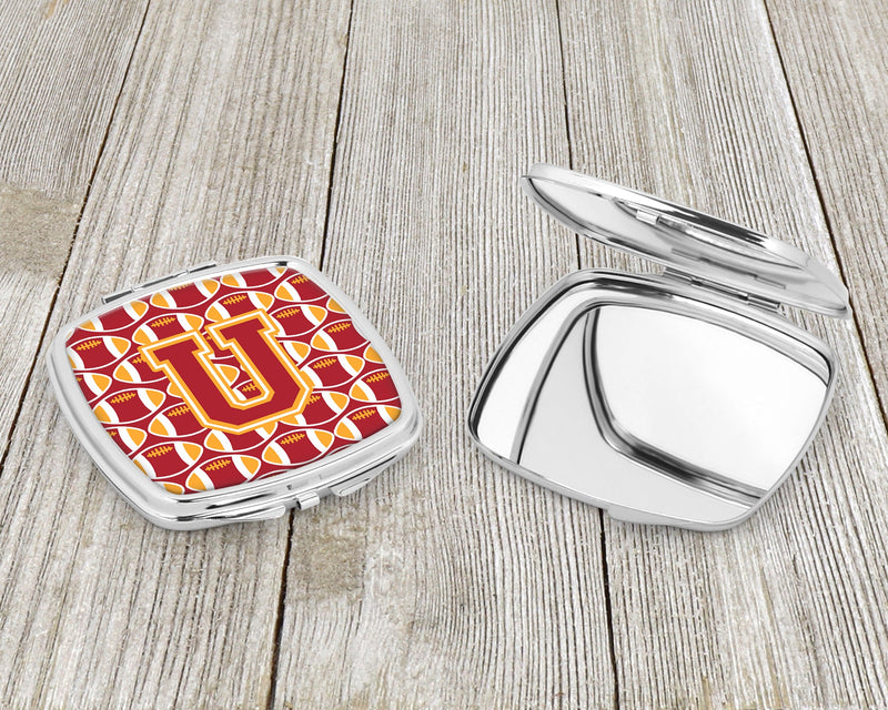 Letter U Football Cardinal and Gold Compact Mirror CJ1070-USCM