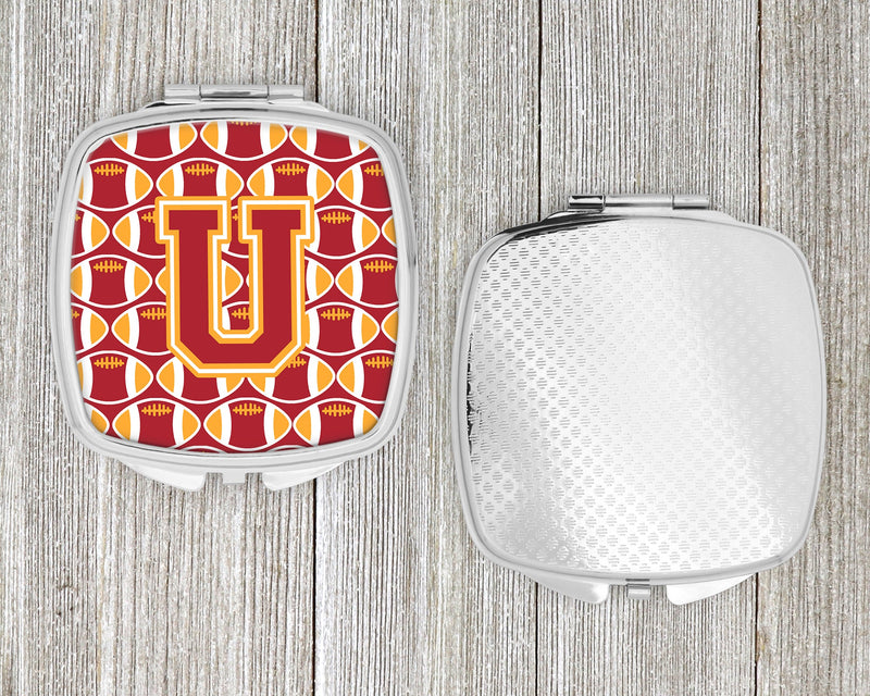 Letter U Football Cardinal and Gold Compact Mirror CJ1070-USCM