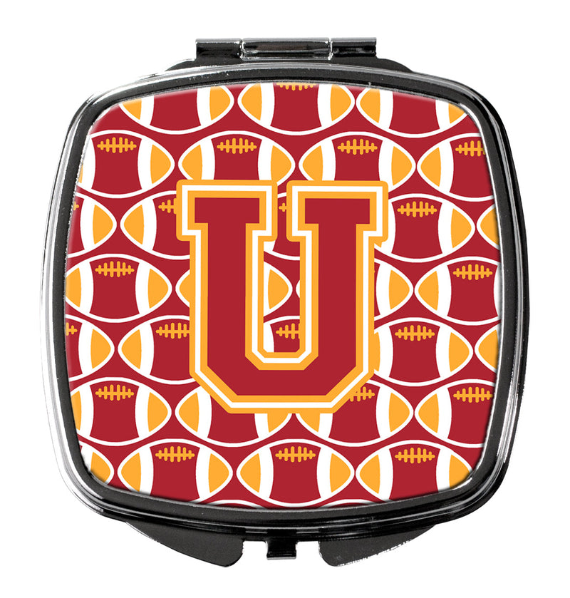 Letter U Football Cardinal and Gold Compact Mirror CJ1070-USCM