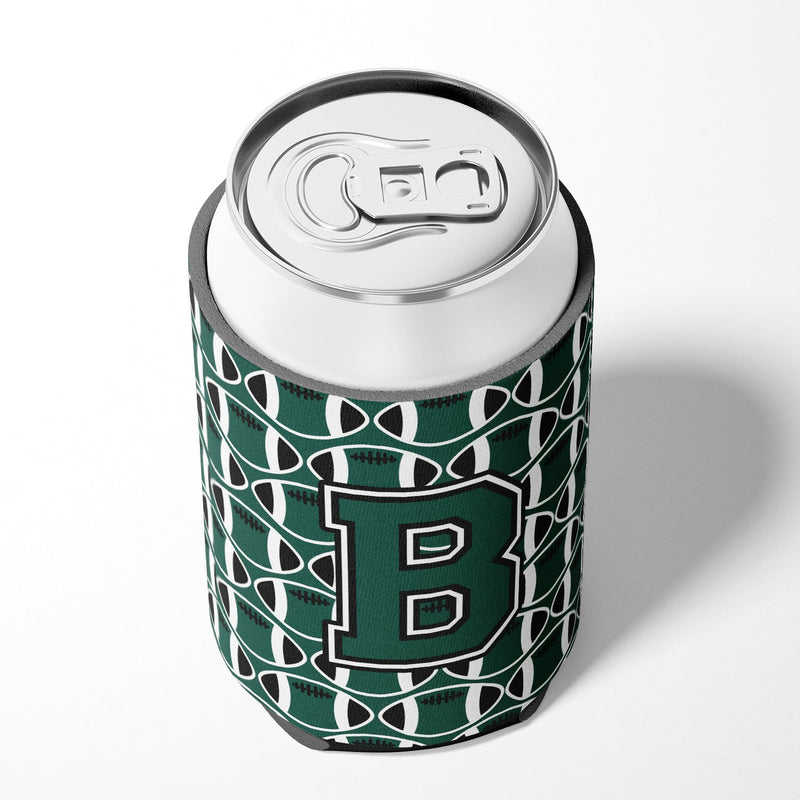 Letter B Football Green and White Can or Bottle Hugger CJ1071-BCC