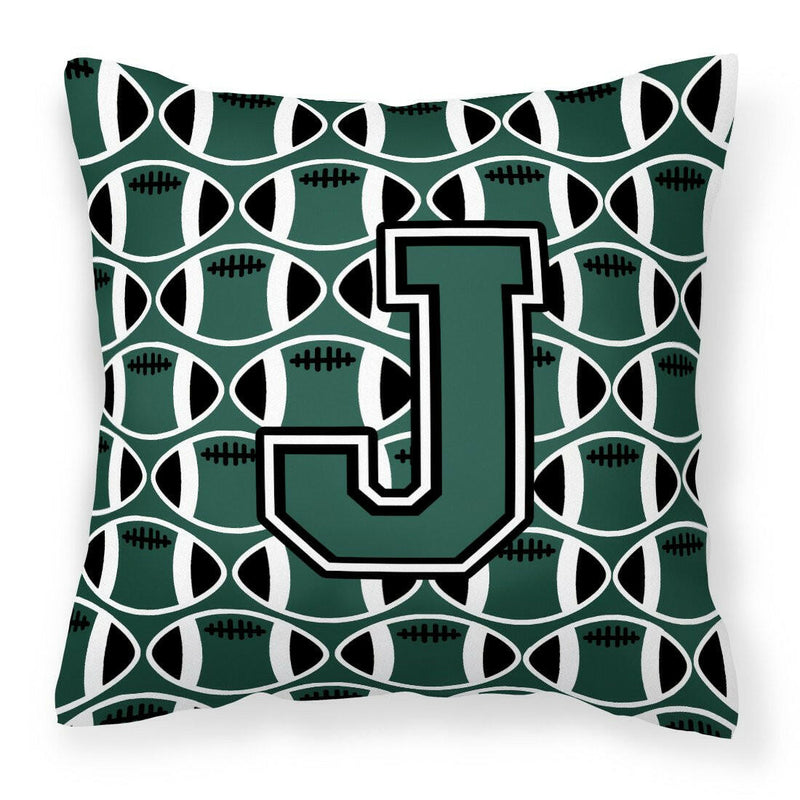 Letter J Football Green and White Fabric Decorative Pillow CJ1071-JPW1414