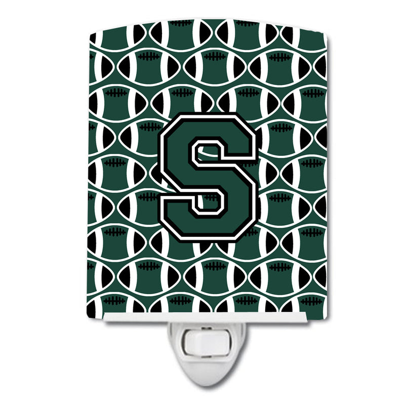 Letter S Football Green and White Ceramic Night Light CJ1071-SCNL