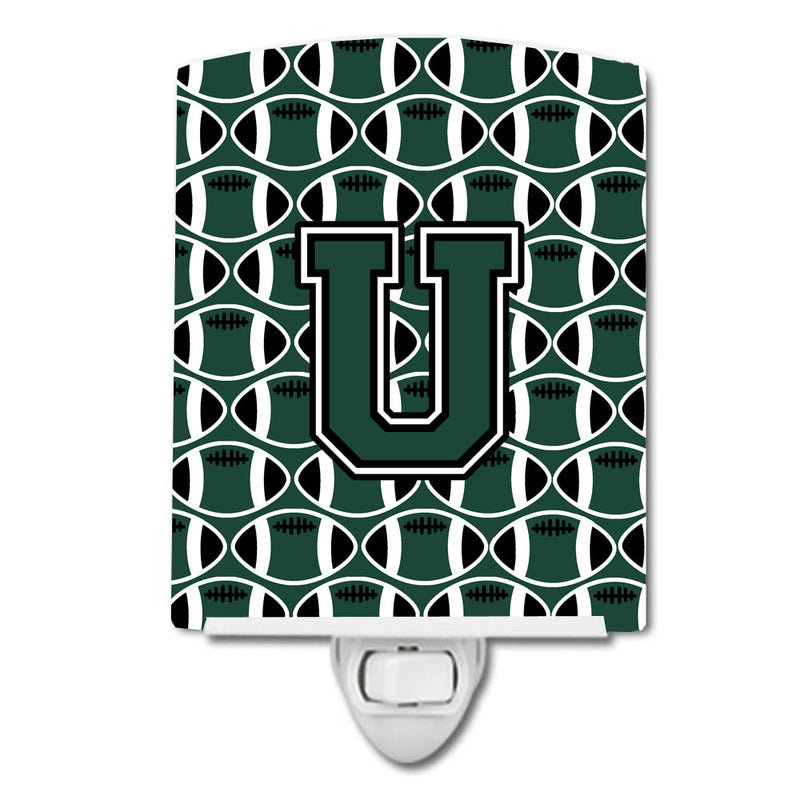 Letter U Football Green and White Ceramic Night Light CJ1071-UCNL