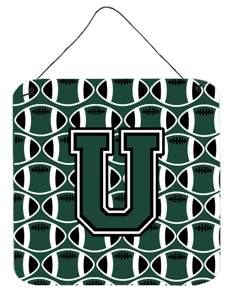 Letter U Football Green and White Wall or Door Hanging Prints CJ1071-UDS66